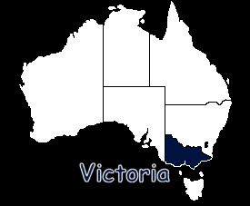 map of Australia, highlighting Victoria