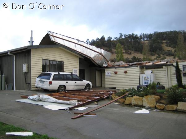 Storm damage at the caravan park.